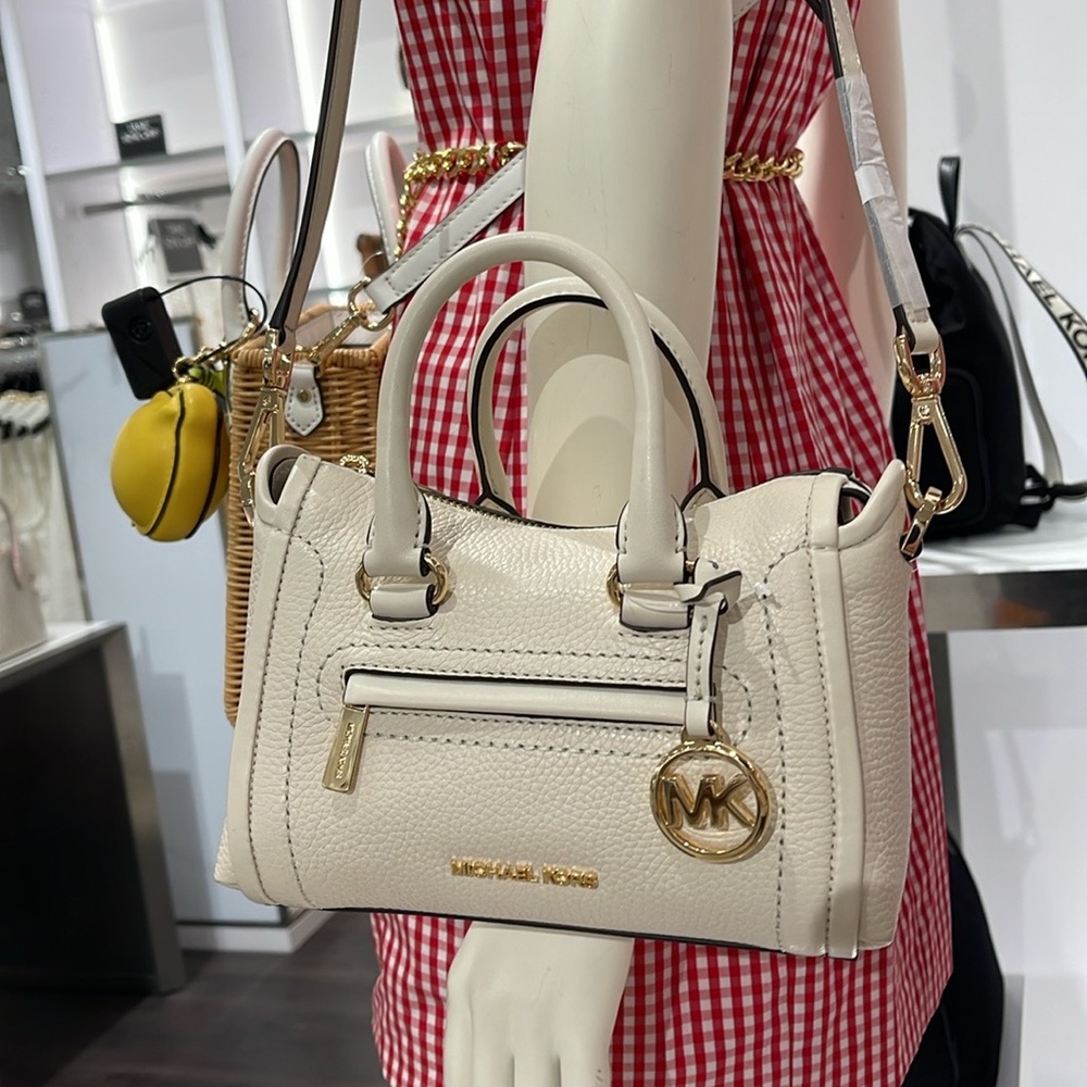 Michael Kors Carine Extra-Small Pebbled Leather Satchel Crossbody 
Light Cream - Picture 4 of 16